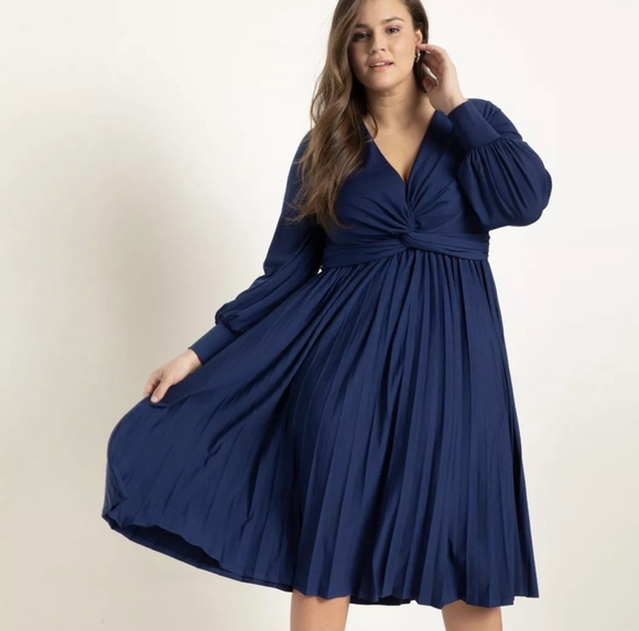 Eloquii Knot Front Pleated Skirt Dress Size 22 Style 124 7592 049 - Picture 1 of 14